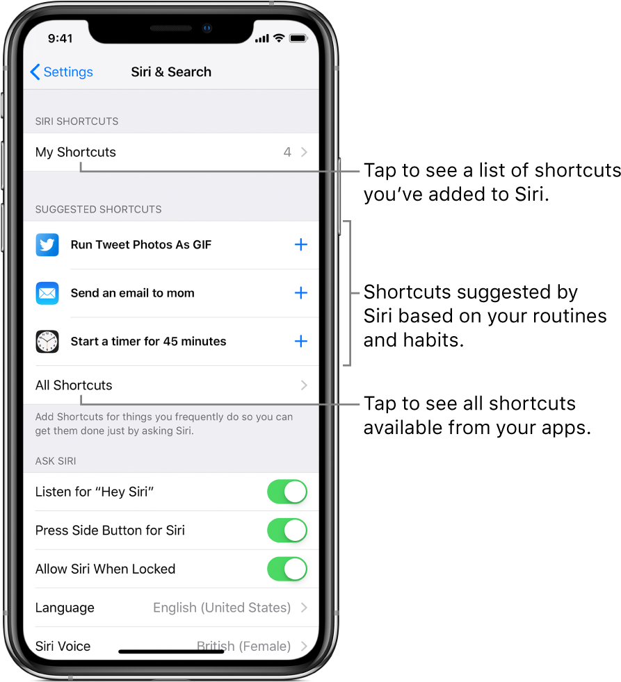 Suggested Shortcuts In Settings - Set (904x984), Png Download