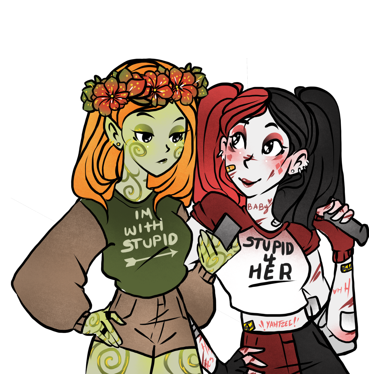 Cute Harley And Ivy (1280x1295), Png Download