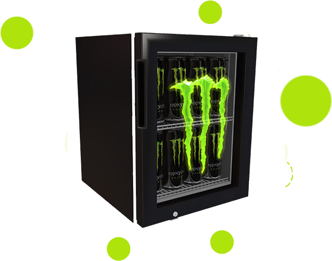 Monster Energy Mini-fridge Full Of Drinks - Graphic Design (1600x926), Png Download