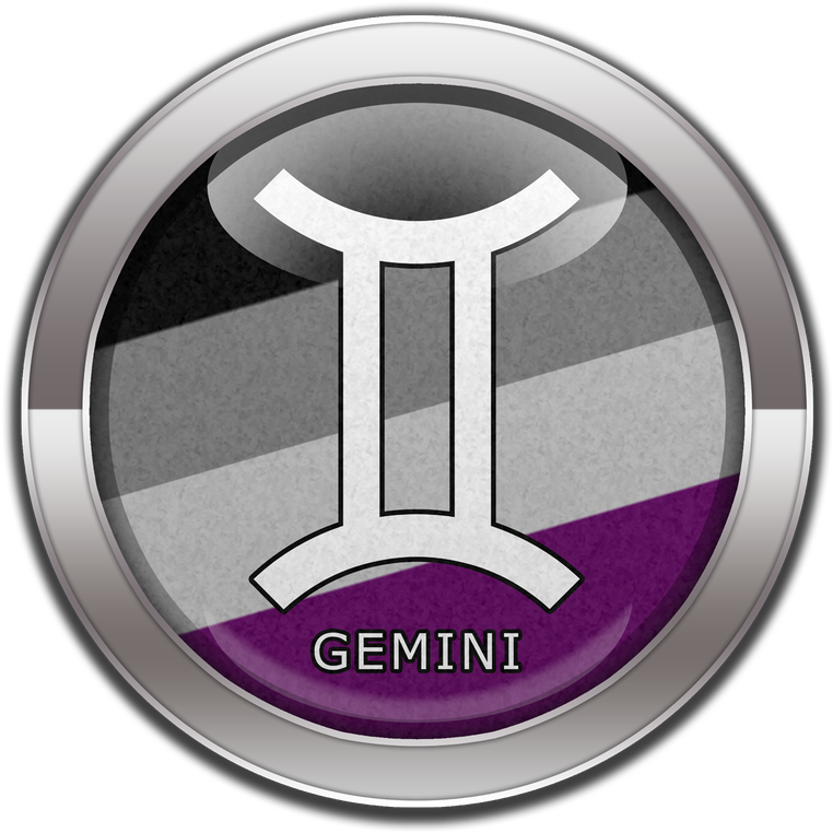 Gemini Horoscope Symbol On Round Asexual Pride Flag (800x800), Png Download