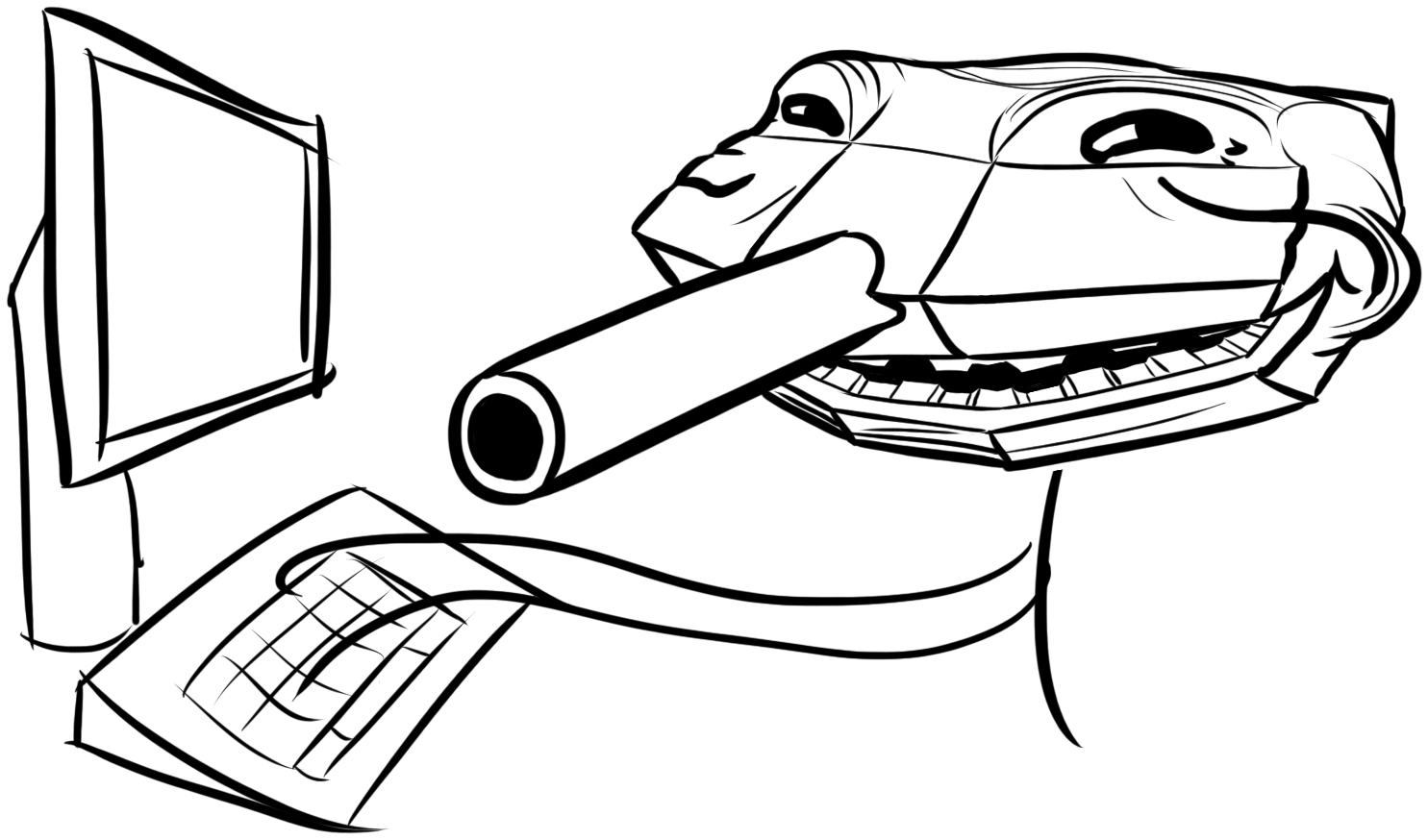 Troll Tank - Line Art (1485x874), Png Download