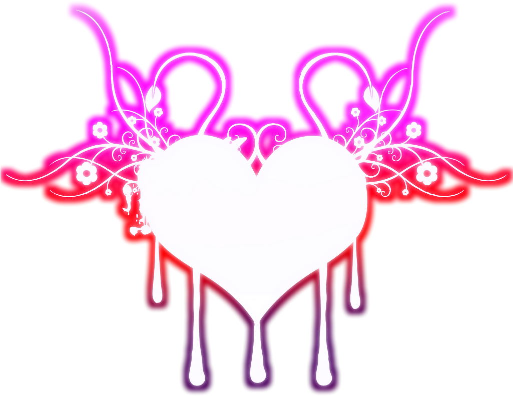 Neon Heart Melting Hearts Pink Orange Purple Love - Coração Neon Png (1024x1024), Png Download