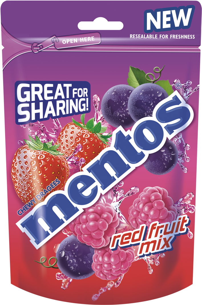 Mentos Doy Bag Red Fruit Mix 1x10 (772x1128), Png Download