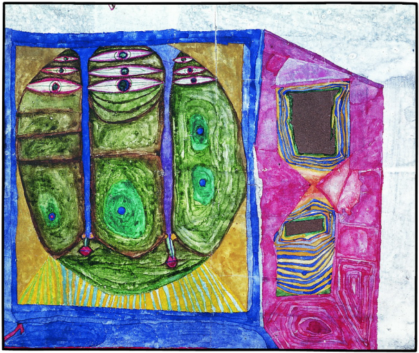 Watercolour On Wrapping Paper With Irregular Border, - Modern Art (679x600), Png Download