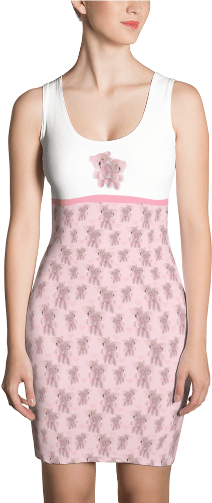 Pink Bear Microfiber Dress - United States Map Dress (1000x1000), Png Download