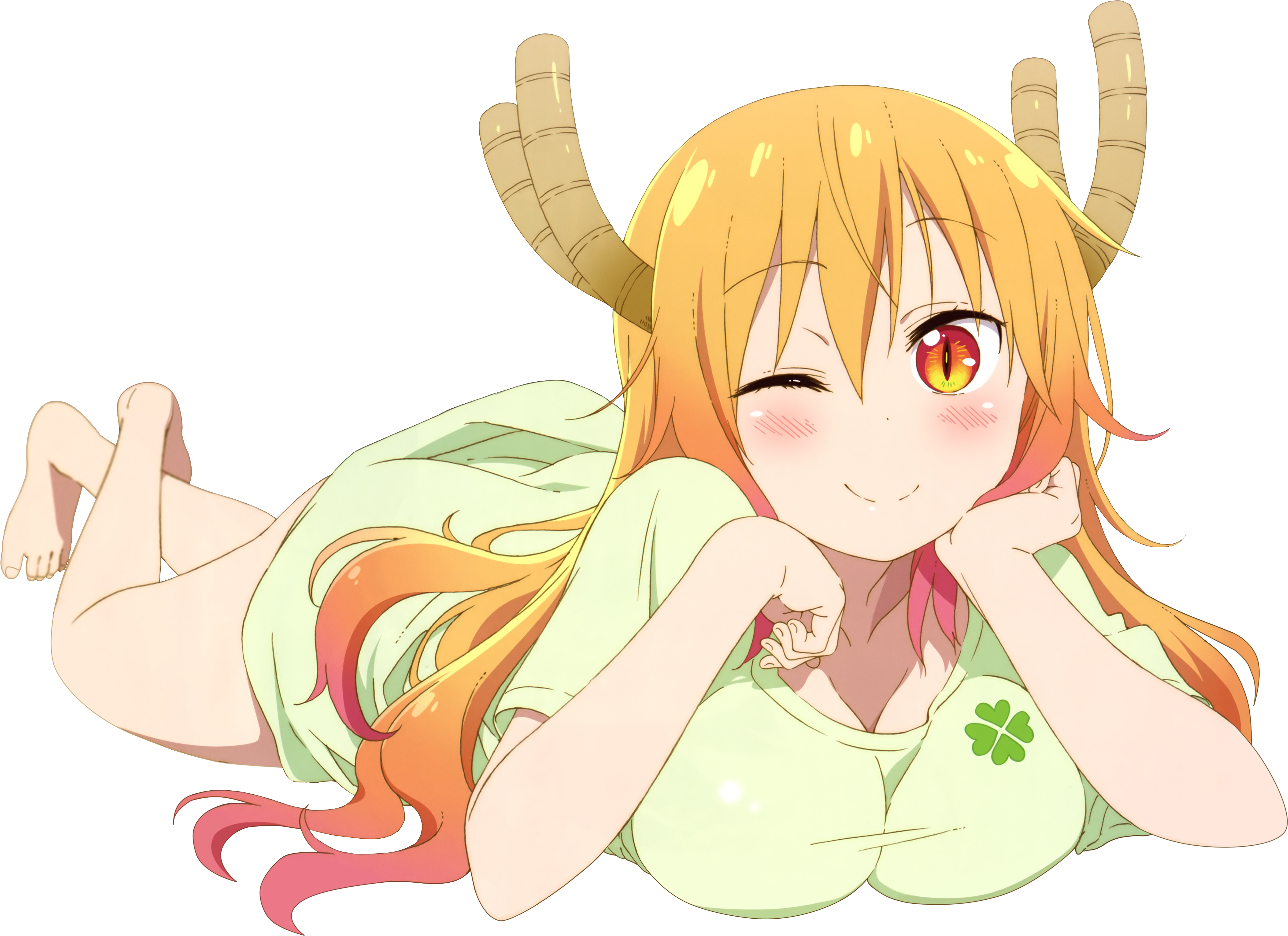 #tohru , #black Background, #barefoot, #blonde, #yellow - Cartoon (5890x4204), Png Download