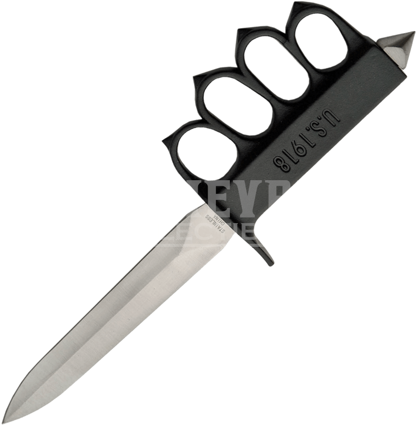Black Wwi Knuckle Duster Trench Knife - Combat Commander Trench Knife Png (850x850), Png Download