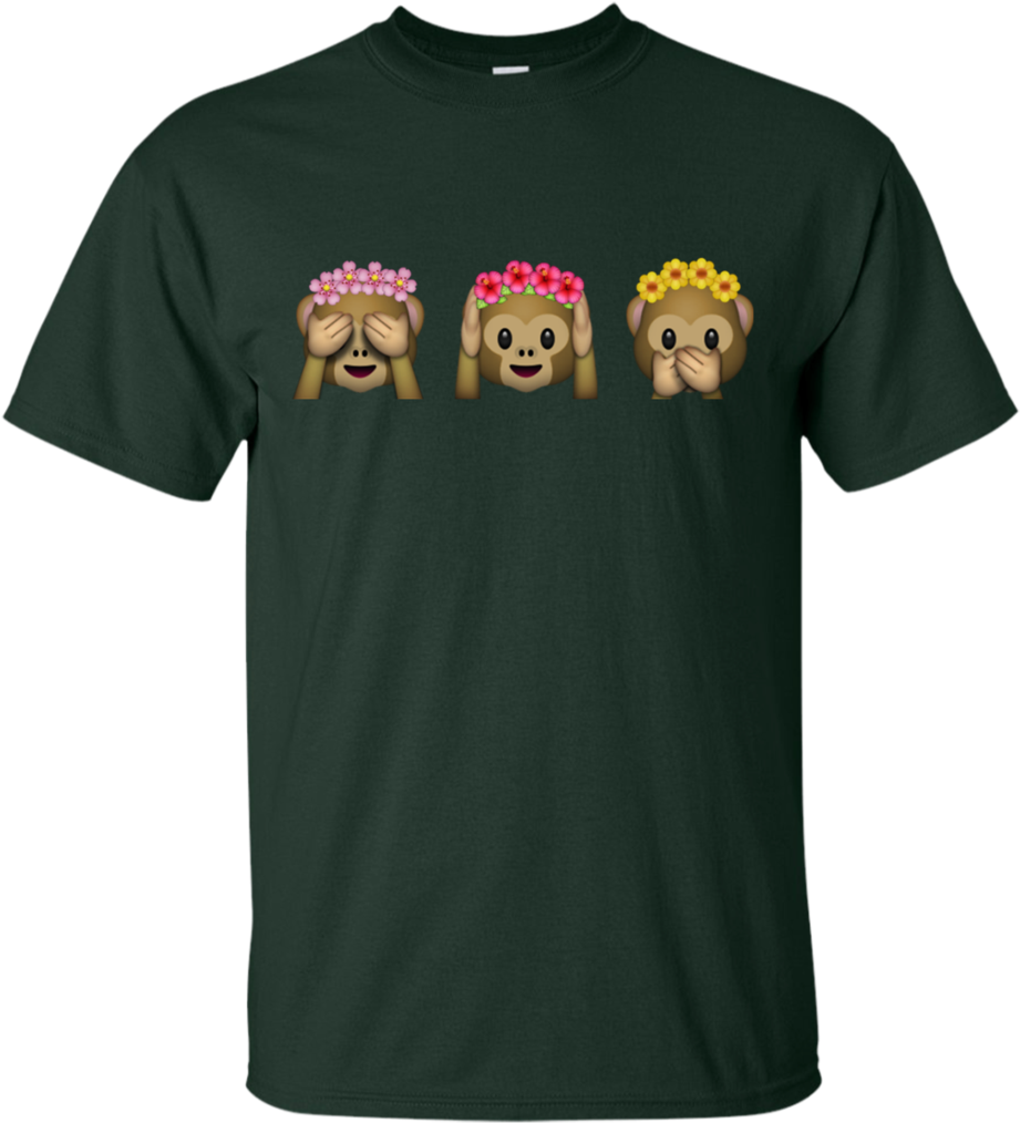 Emoji Monkeys Flower Crown T Shirt & Hoodie - Shirt (1024x1024), Png Download