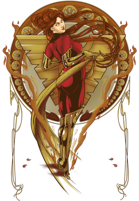 Marvel,вселенная Марвел,фэндомы,x Men,люди Икс,jean - Art Nouveau Superheroes (500x749), Png Download