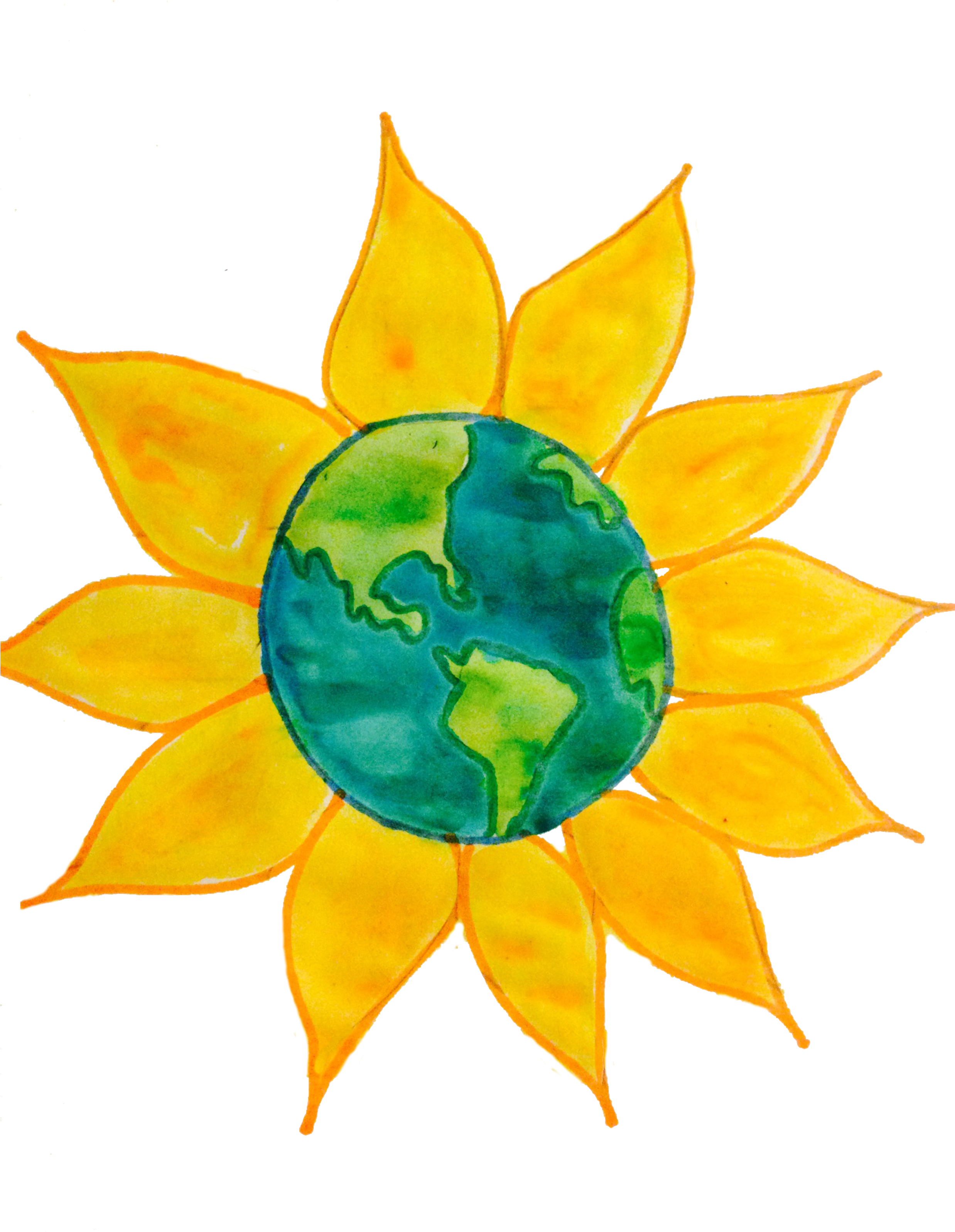 Watercolor Earth Flower - Sunflower (2475x3225), Png Download