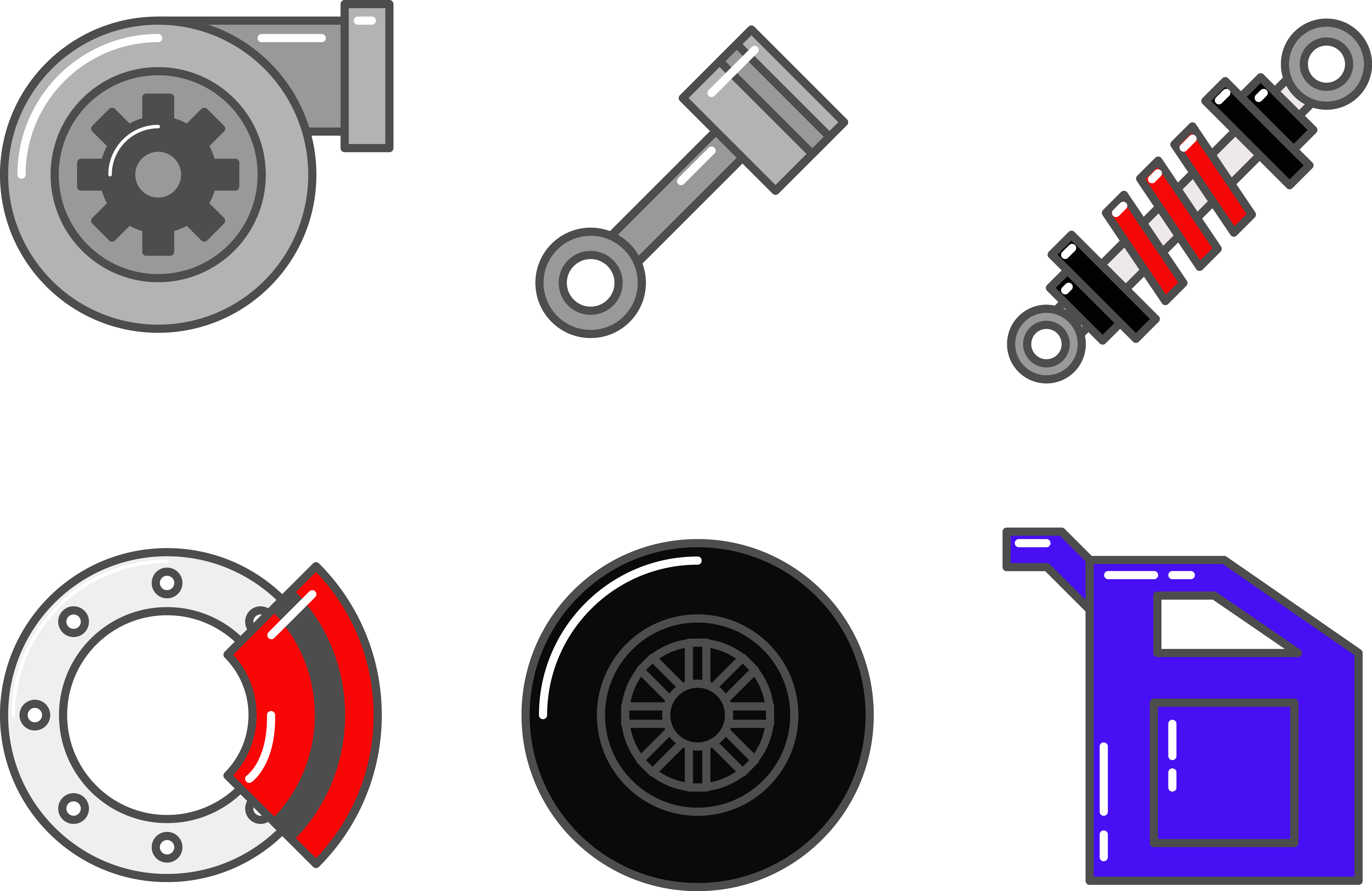 Free Car Parts Vector - Automotive Parts Vector Free (4913x3192), Png Download