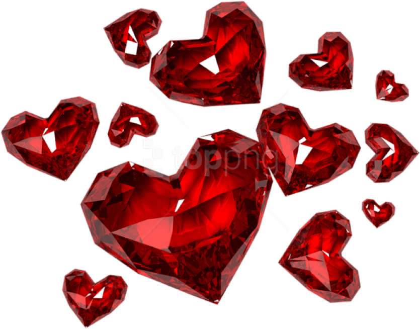 Free Png Diamond Hearts Png - Diamond Hearts Png (850x673), Png Download