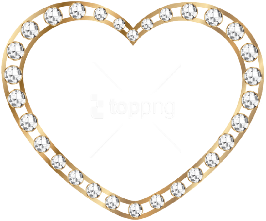 Free Png Gold Heart With Diamonds Png - Portable Network Graphics (850x707), Png Download