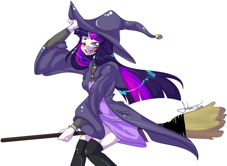 Fatcakes, Blushing, Broom, Equestria Girls, Flying, - Twilight Sparkle Witch (800x581), Png Download