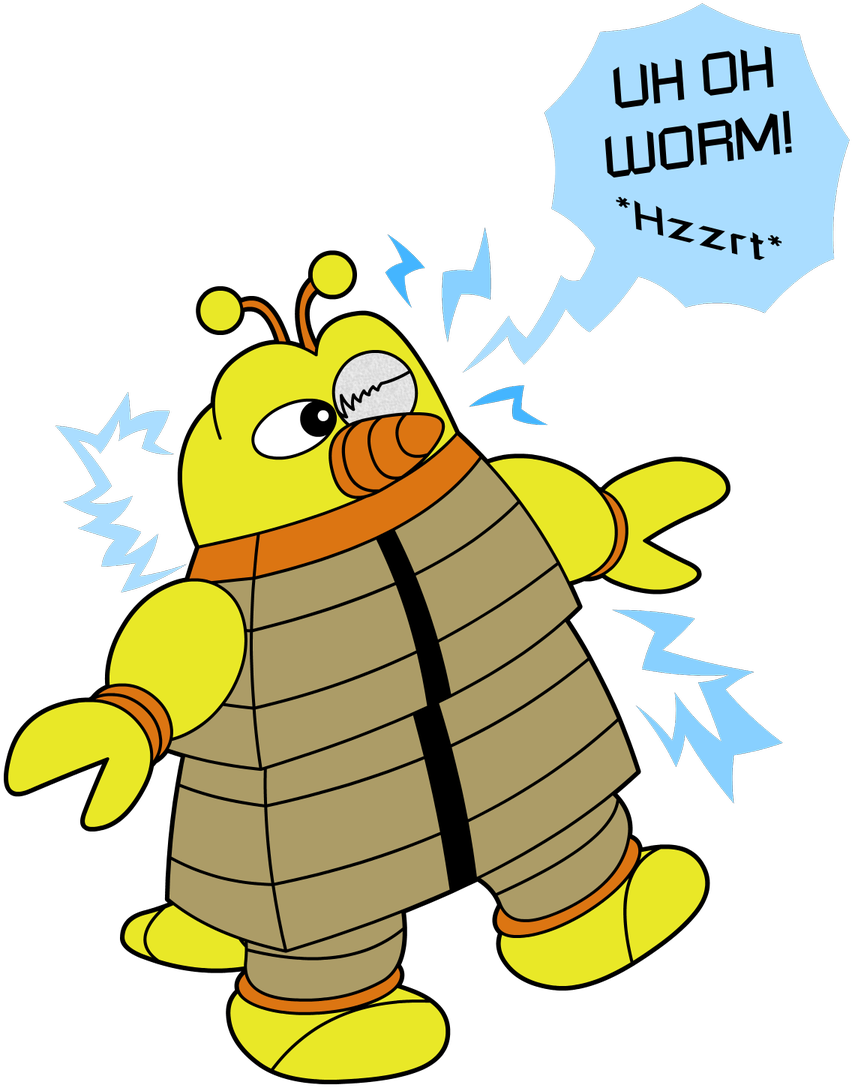 Uh Oh Worm Moguera Got A Virus Somehow D - Cartoon (900x1200), Png Download