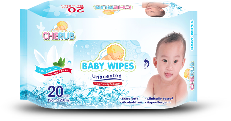 Cherub Baby Wipes 20's - Baby (887x768), Png Download