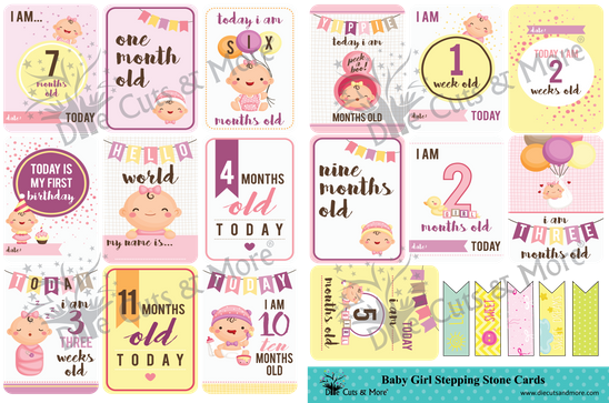 Baby Girl Stepping Stone Cards - Label (550x650), Png Download