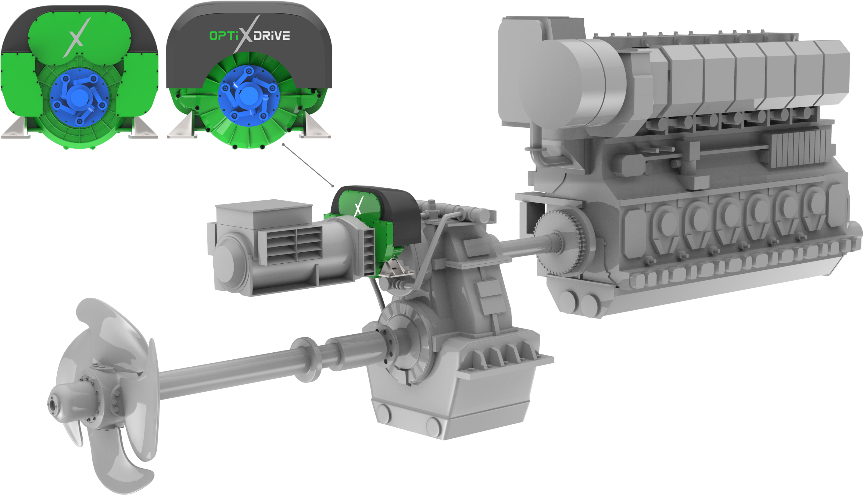 Optixdrive Powertrain Optixdrive One Pager Image - Shaft Generator On Ship (3480x1700), Png Download