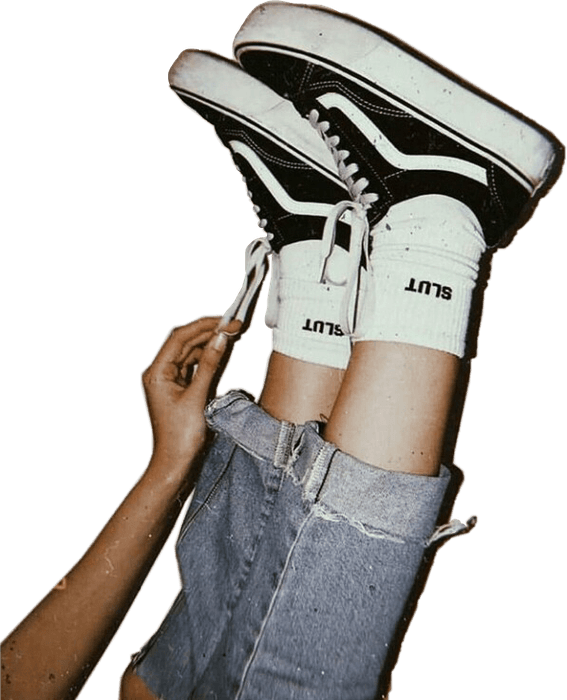 Vans Shoes Legs Feet Aesthetic Niche Nichememe Socks - Slut Socks (567x700), Png Download