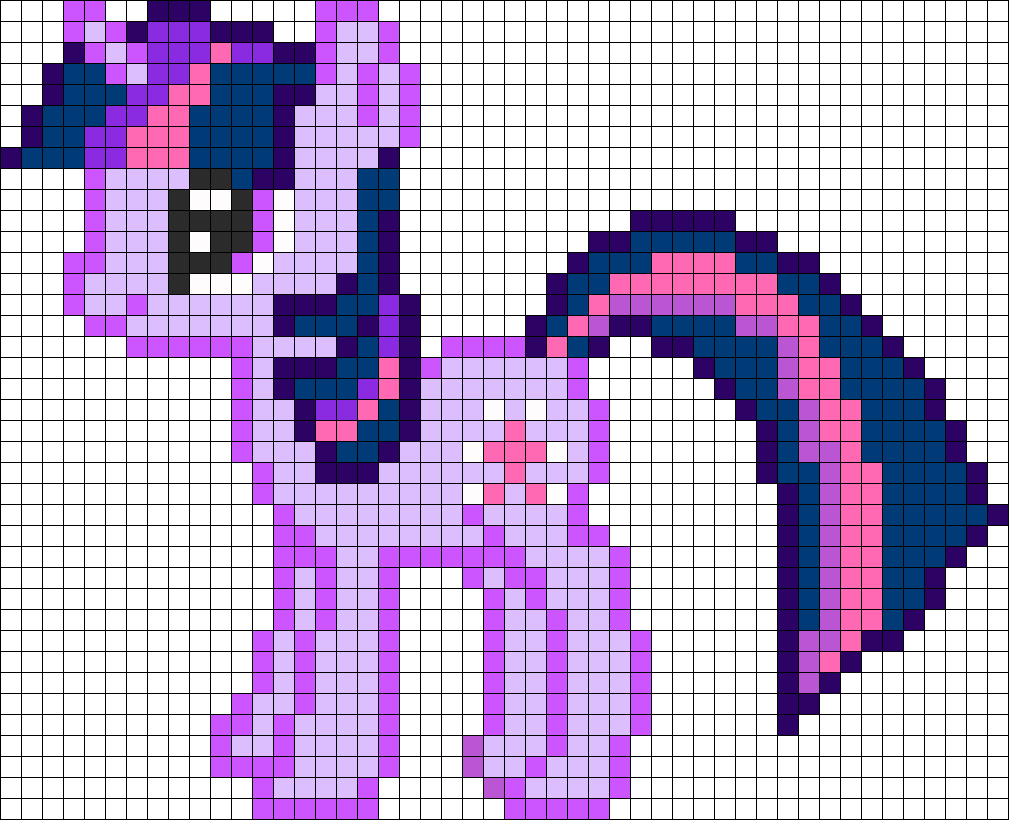 Twilight My Little Pony Perler Bead Pattern Bead Sprites - Hama Beads Twilight Sparkle (1009x820), Png Download