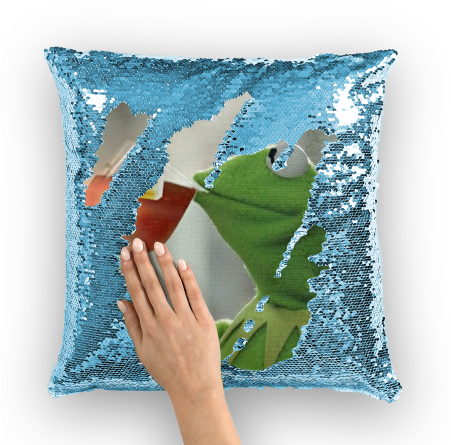 Kermit Tea Sequin Pillow - Sequin Pillow With Face (900x900), Png Download