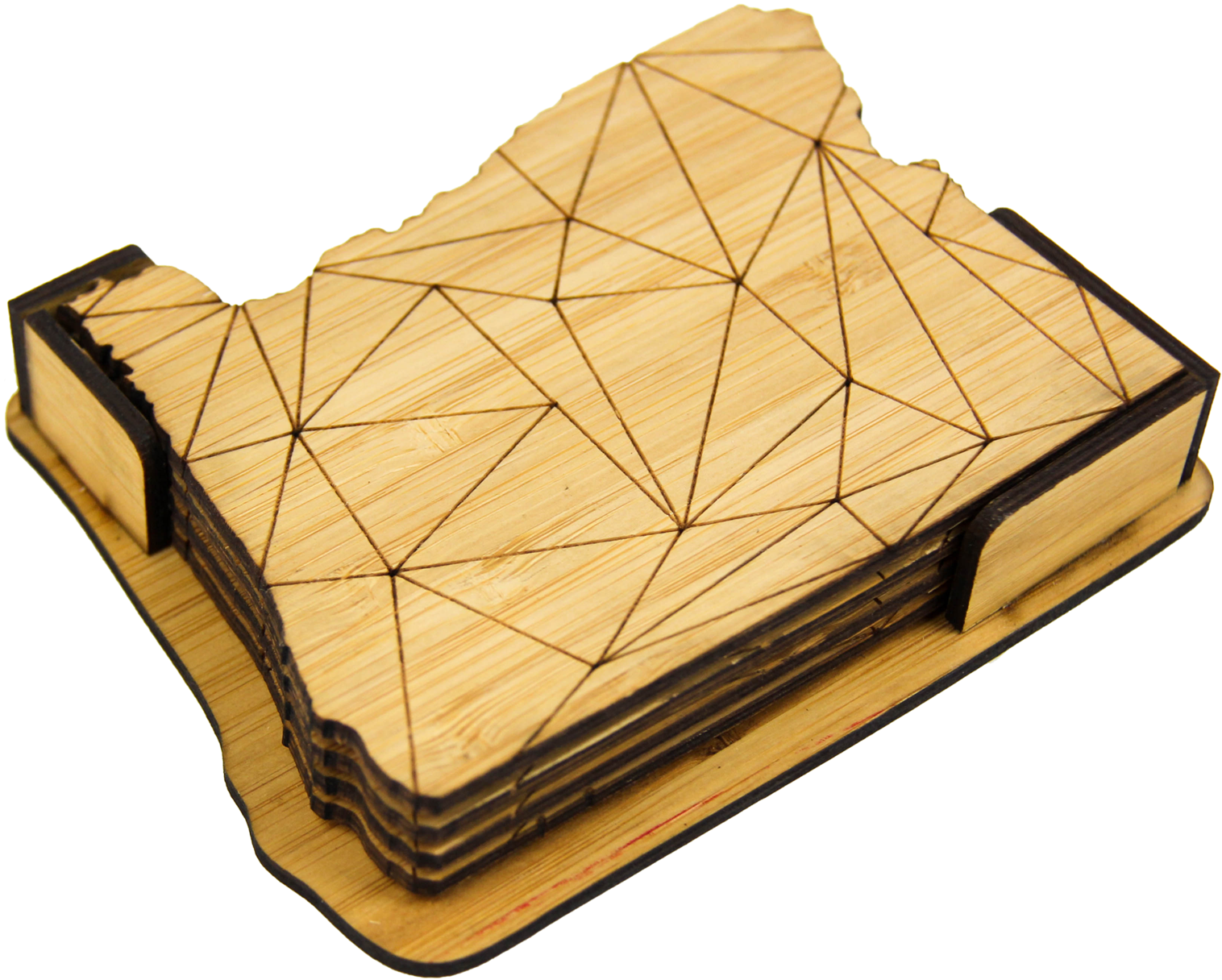 Rustek Oregon Geo Engraved Coaster Set - Wood (2048x1609), Png Download