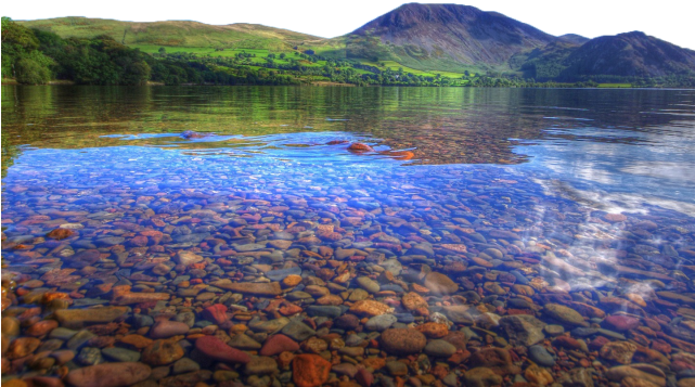 Clear Lake Hd Wallpaper - Mountain And River Background (640x480), Png Download