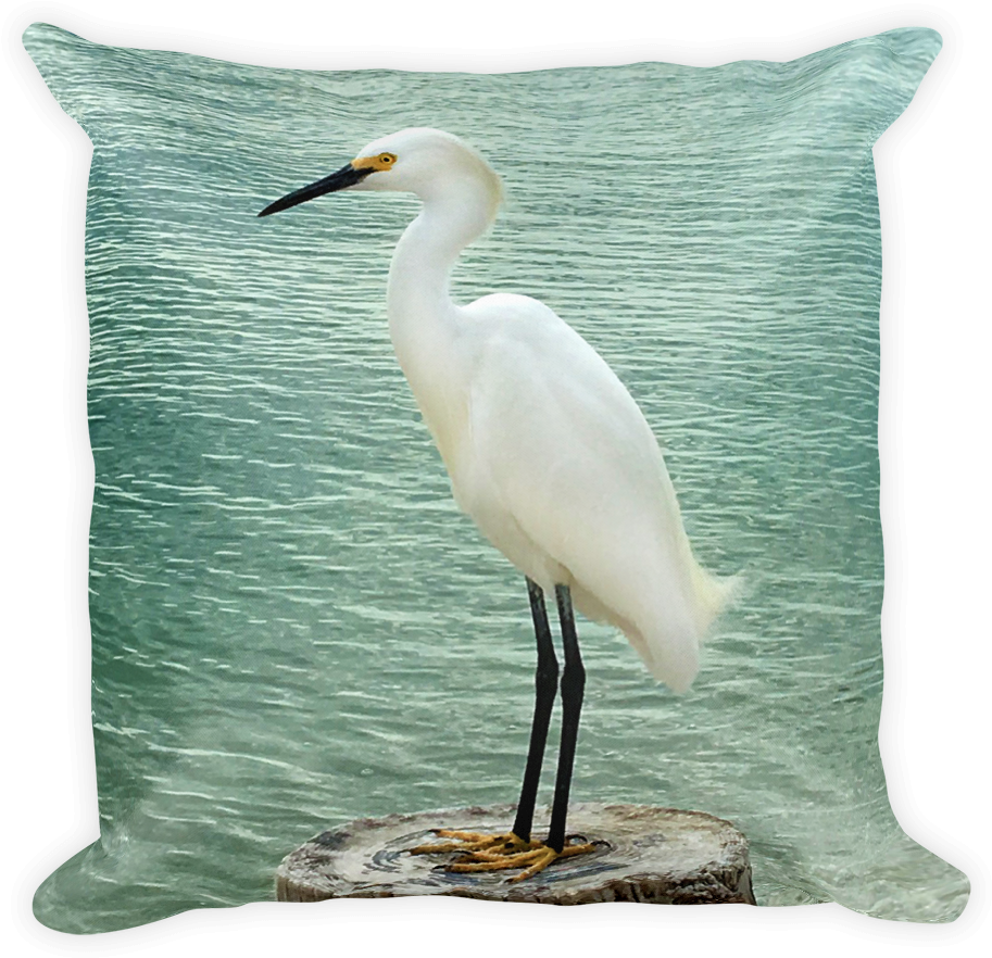 Image Of The Egret Pillow (1000x1000), Png Download