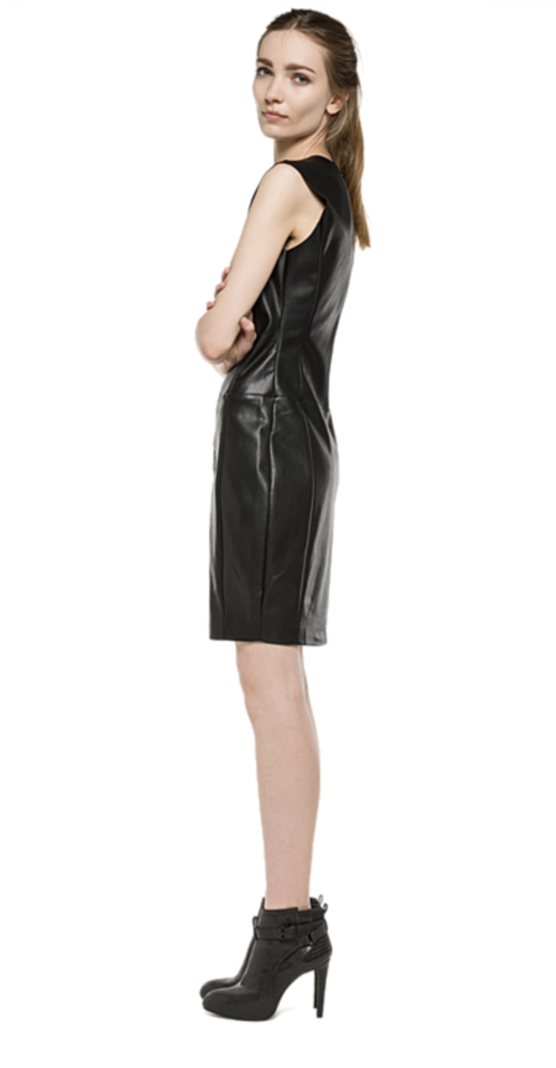 Replay Ladies Zip-front Faux Leather Dress W9327 - Leather Jacket (625x1200), Png Download