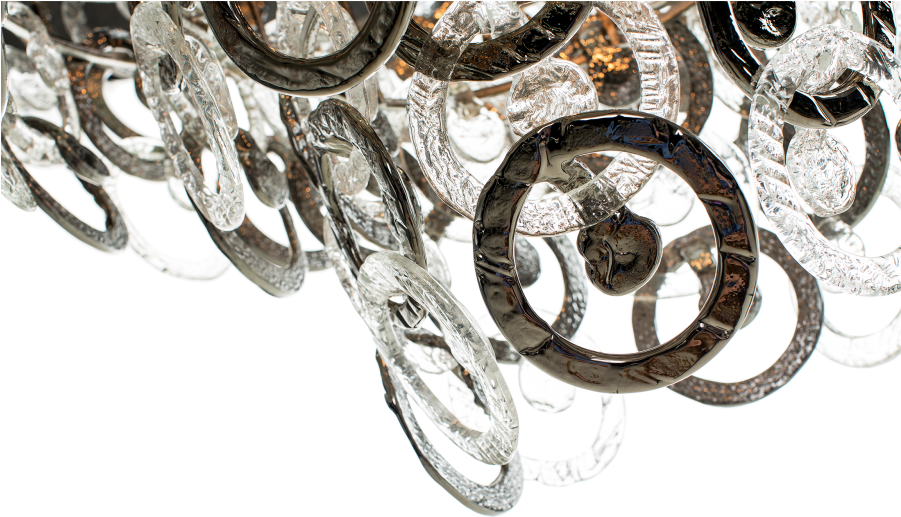 Hanging Lamp With Glass Rings Large - Silver (900x599), Png Download