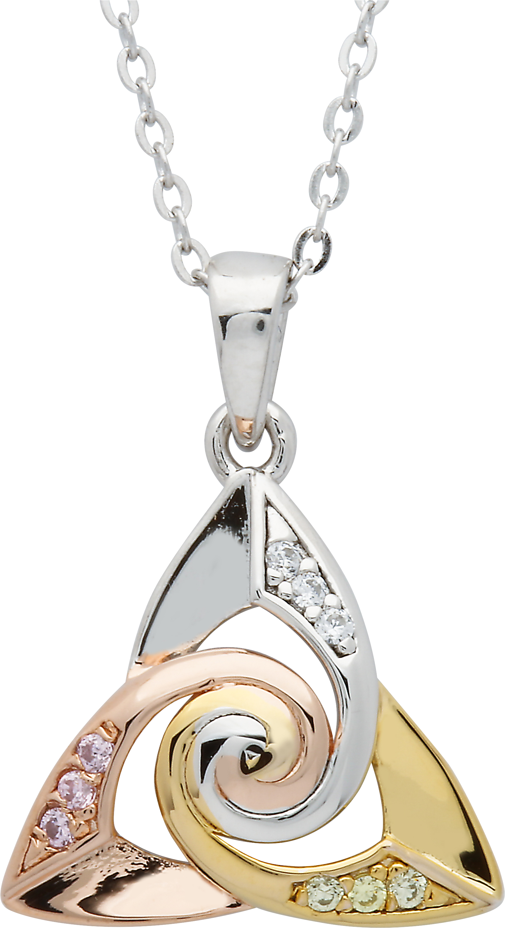 Silver Cz Trinity Spiral Centre Tri Colour Pendant - Locket (3900x3900), Png Download