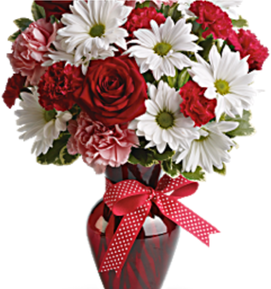 Carns And Daisies With Red Roses - Teleflora Hugs And Kisses Bouquet (960x960), Png Download