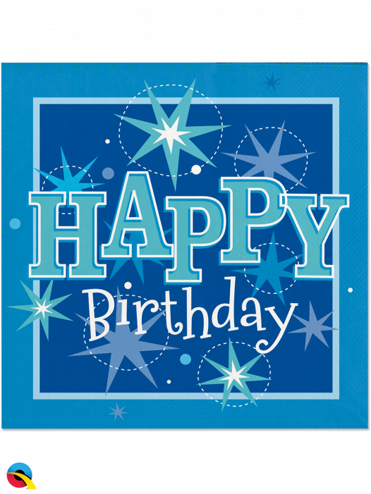 Blue Happy Birthday Napkins - Graphic Design (700x700), Png Download