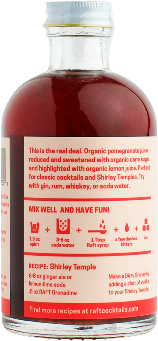 Raft Grenadine Syrup - Glass Bottle (1042x1563), Png Download