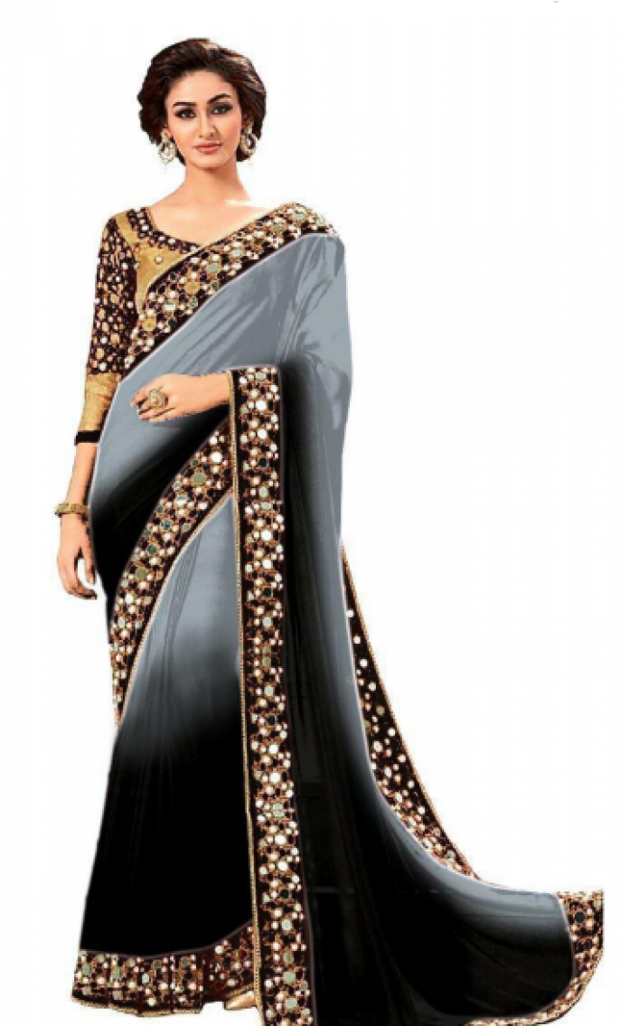 Amazon Mirror Work Saree (868x1134), Png Download