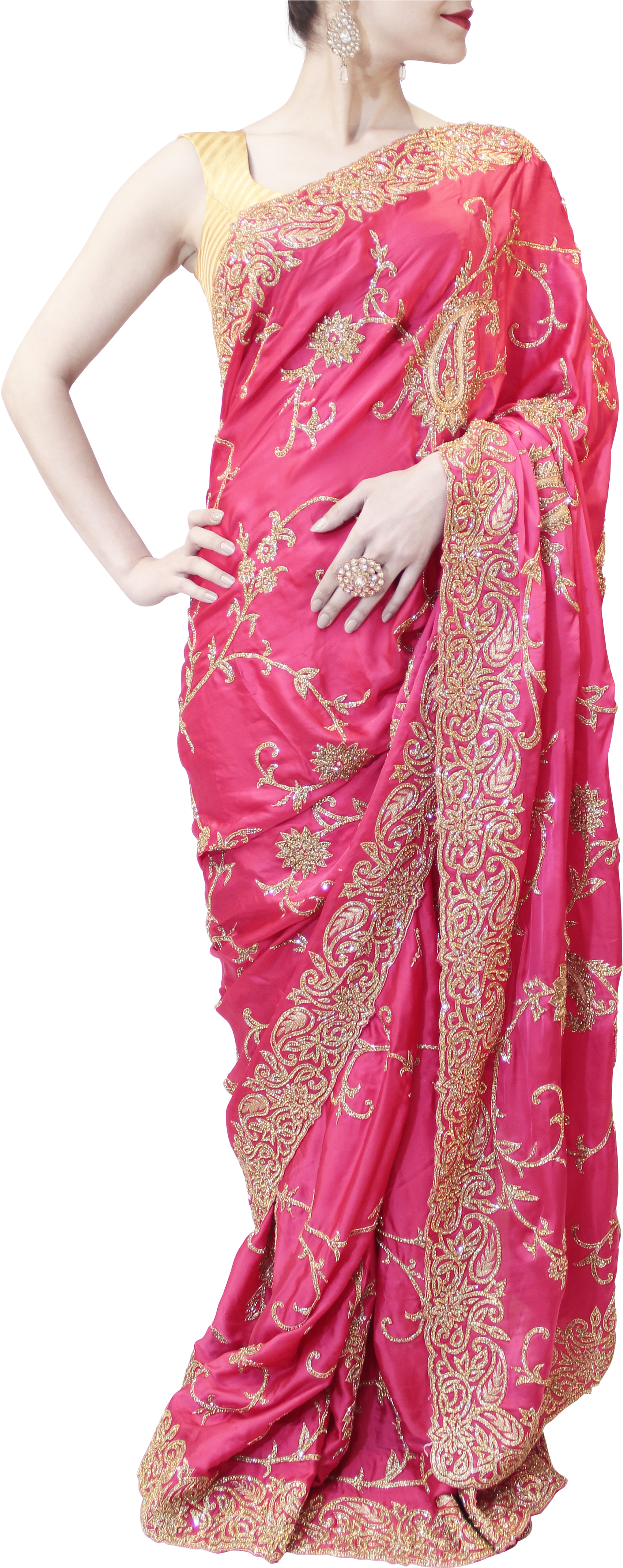 Pink Saree - Pink Saree Png (3456x3960), Png Download