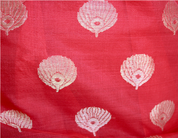 Chanderi Silk Saree In Red With Small Bootis All Across - Linen (700x900), Png Download