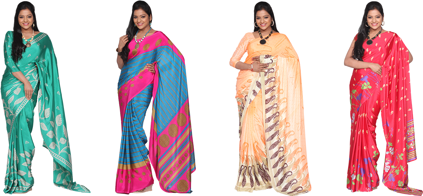 Pooja 4 Crepe Silk Saree Collections (2500x658), Png Download