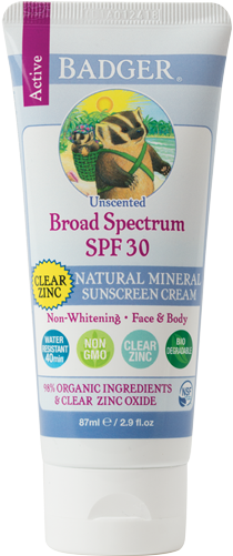 Clear Zinc Oxide Unscented Sunscreen Water Resistant - Badger Sunscreen (500x500), Png Download