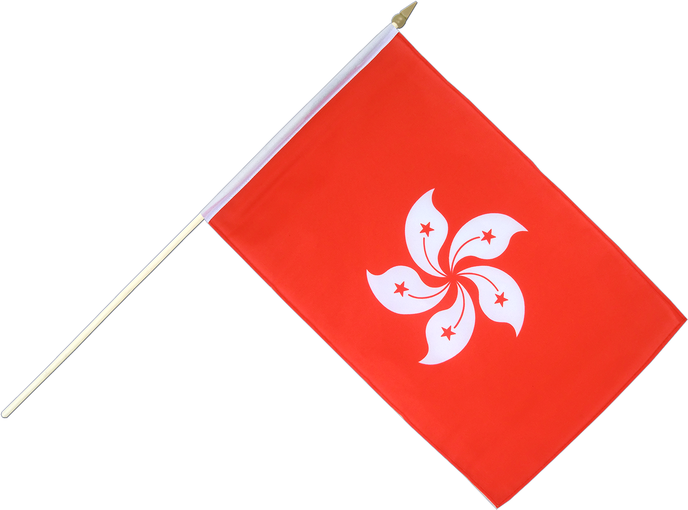 Hand Waving Flag 12x18" - Hong Kong Flag On Pole (1500x1260), Png Download
