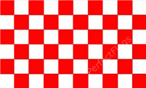 Chequered Red White Flag - Drapeau A Damier Rouge Et Blanc (500x500), Png Download