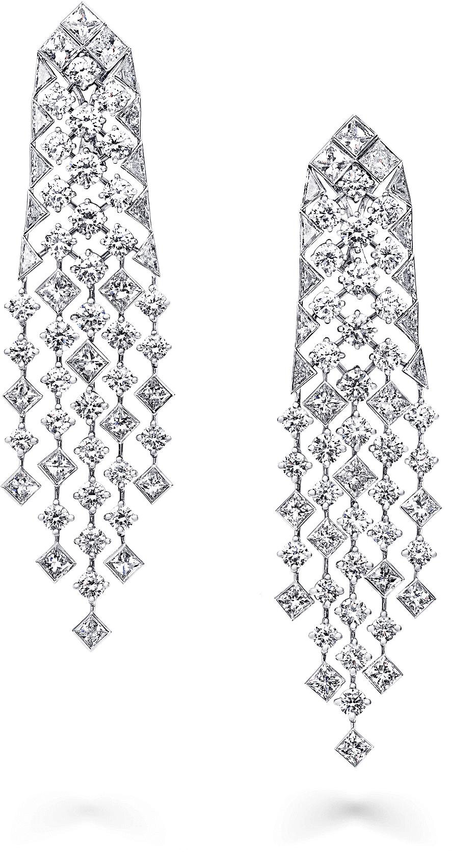 A Pair Of Graff Snowfall Earrings Featuring Baguette - Graff Diamonds (2000x2000), Png Download
