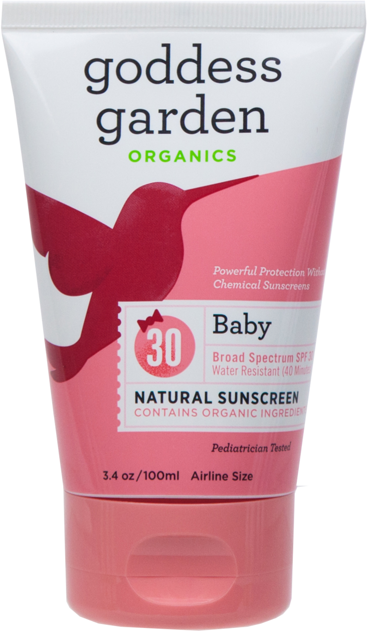 Baby 3 - 4oz Tube - Goddess Garden - Baby Natural Mineral Sunscreen 30 (1131x2048), Png Download
