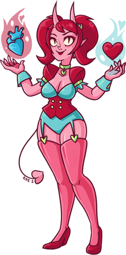 Heart Demon Occupation - Characters With Pink Skin (250x506), Png Download