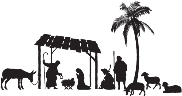 Nativity Scene Silhouette Png Clip Art Image - Nativity Silhouette Png (600x317), Png Download