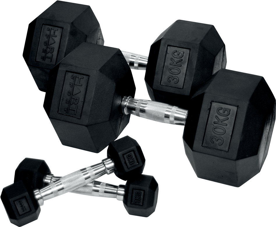 Hart Rubber Hex Dumbbell Set (1000x1000), Png Download