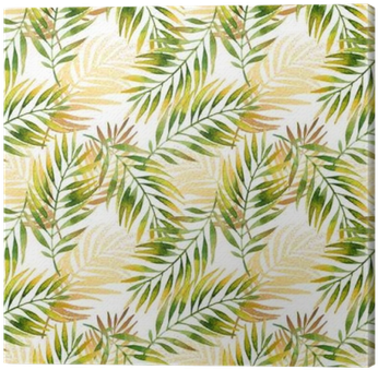 Watercolor And Golden Graphic Palm Leaf Seamless Pattern - Obraz W Ramie Palma Liść F1baa120x80-2897 (400x400), Png Download