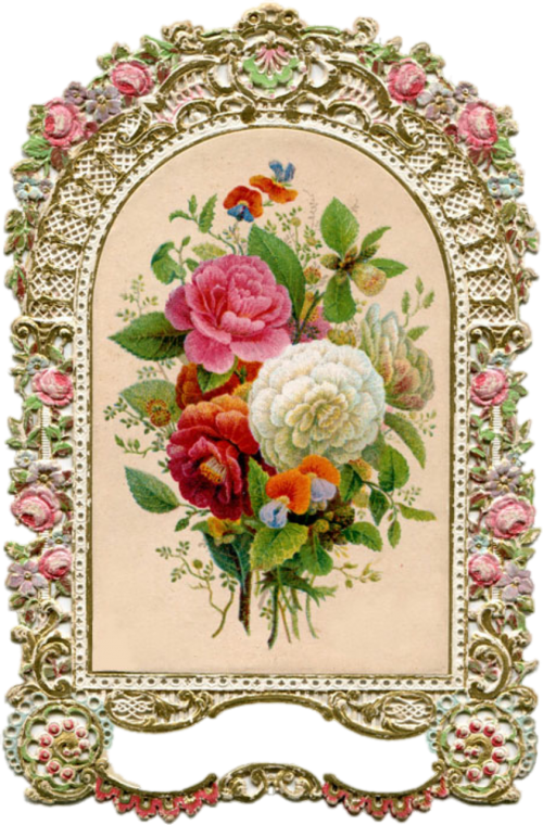 Bouquet Vintage Frame Png (500x760), Png Download