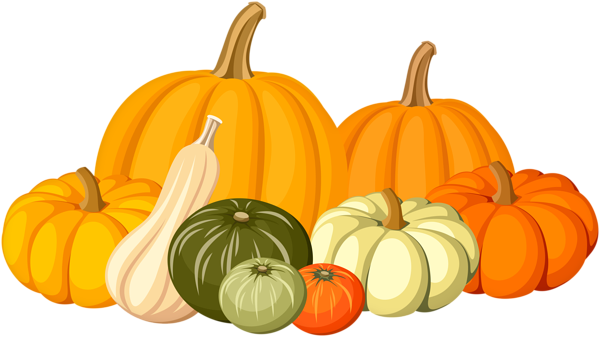 Autumn Pumpkins Png Clip Art Image - Pumpkin And Fall Clip Art (600x337), Png Download