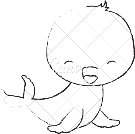 Clipart Free Download Cute Seal Drawing At Getdrawings - Drawing (550x550), Png Download